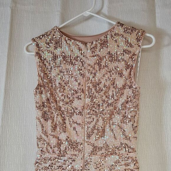 SHO Tadashi Shoji Rose Mist Sequin Cutout Taylor Swift Eras Look Sexy Jumpsuit - Picture 7 of 15